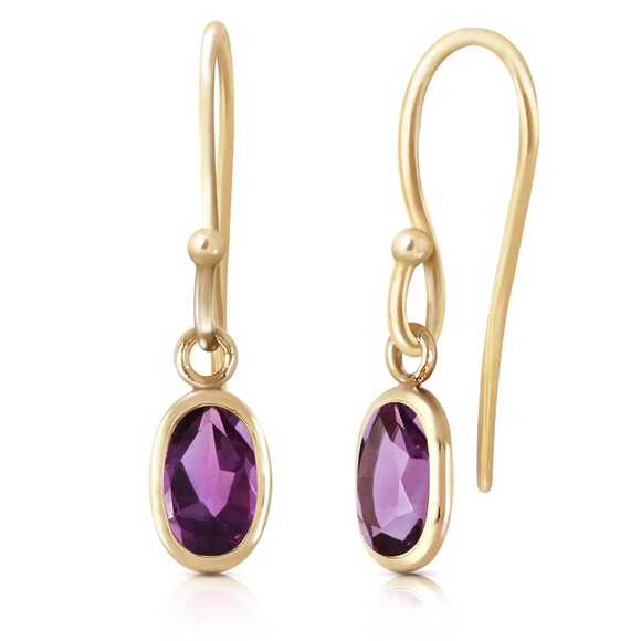 Galaxy Gold Products Jewelry - GOLD FISH HOOK EARRINGS WITH AMETHYSTS